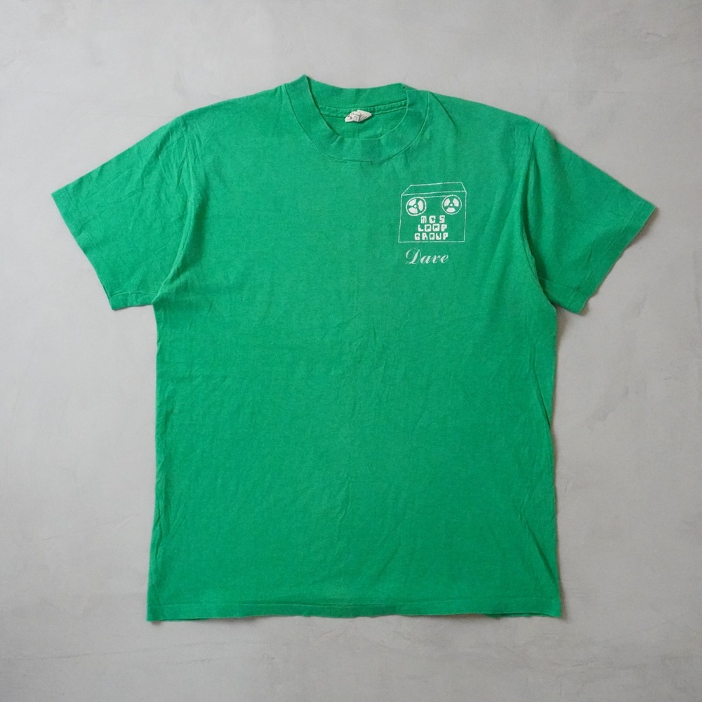 Vintage 1980s MCS Loop Group Audio Reel Music T-Shirt L Mens Green Single Stitch